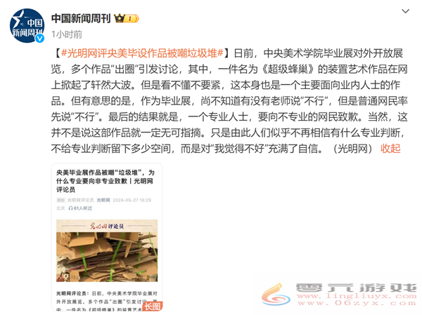 央美毕业展作品被吐槽废纸壳 专家：专业人士向外行网民致歉可笑(图1)